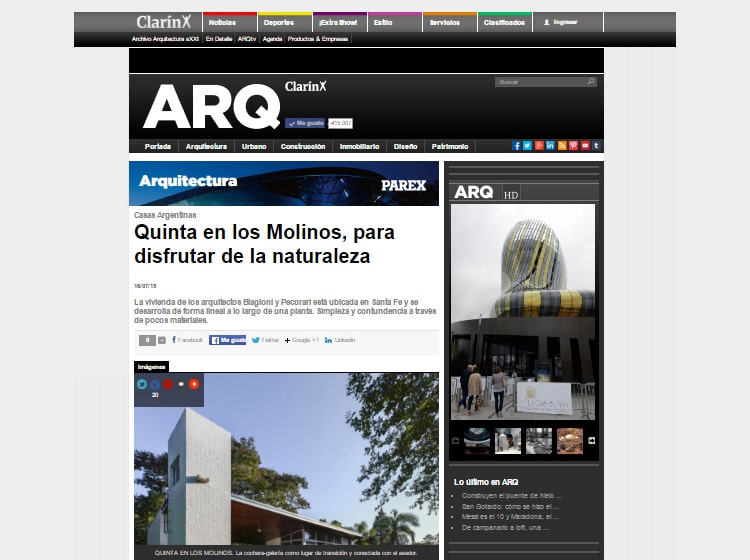 ARQ/Clarín. Quinta en Los Molinos. 2015